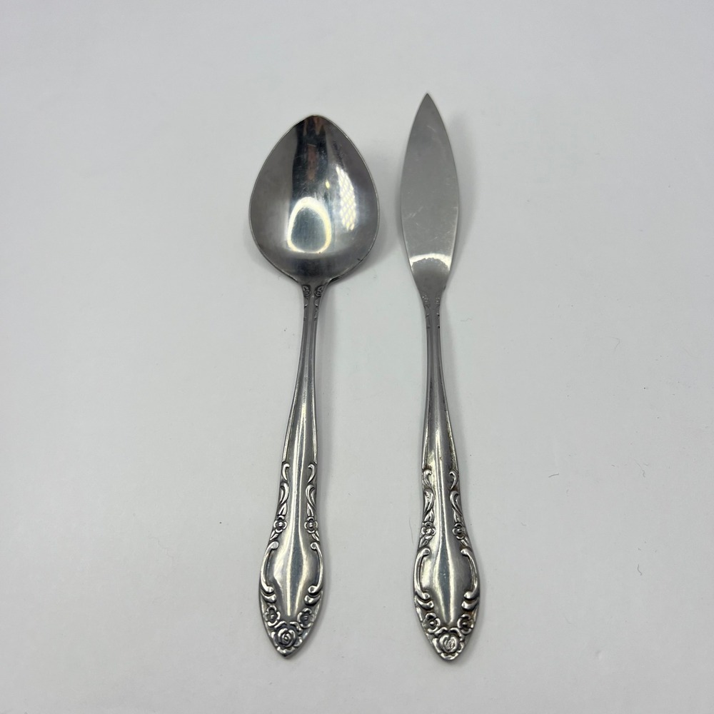 Oneida Northland Butter Knife Sugar Spoon Oval Bowl Stainless Royal Ballad Korea